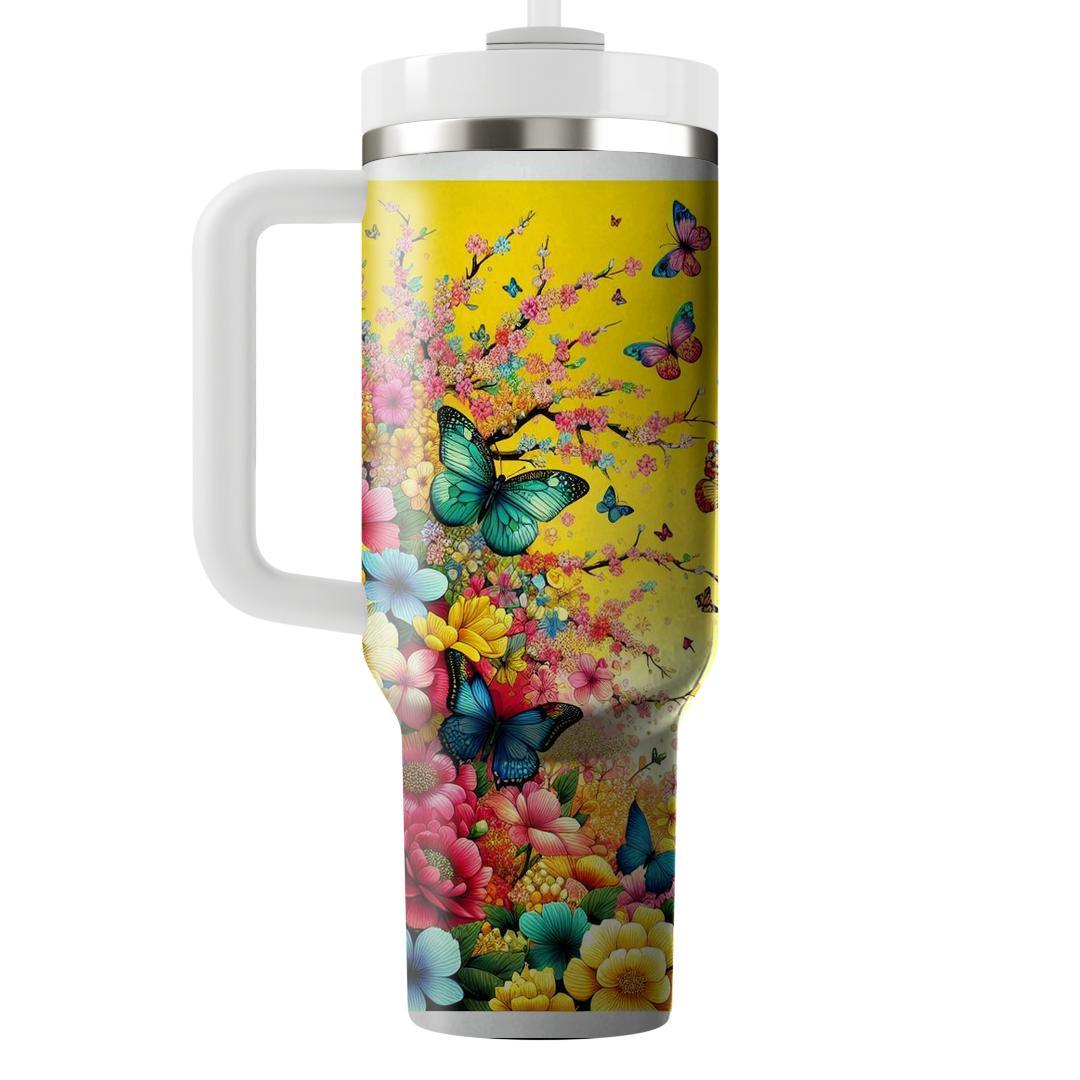 Spring Vibrant Butterfly Symphony  Custom Tumblers