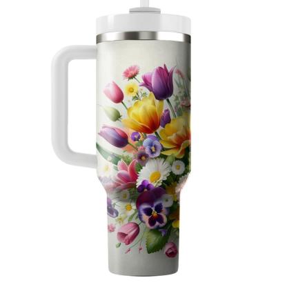 Springtime Floral Burst  Tumbler Cups
