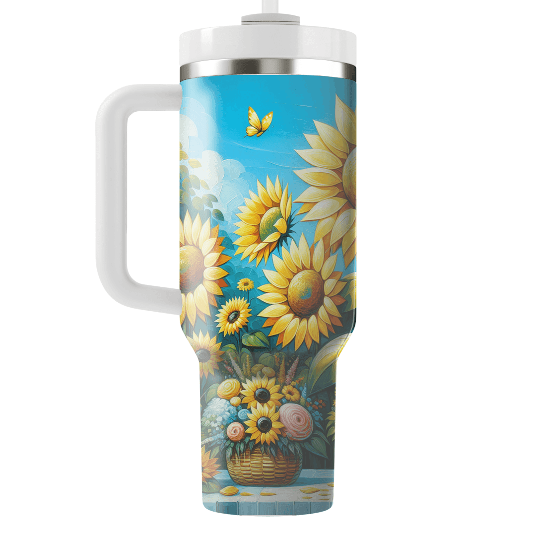 Joyful Sunflower Symphony  Tumblers With Lids