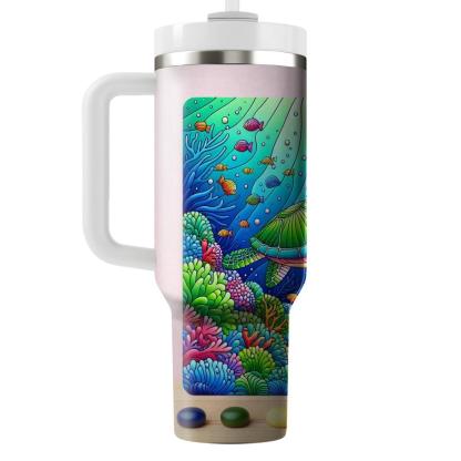 Lively Turtle Ocean Dance  Travel Tumblers
