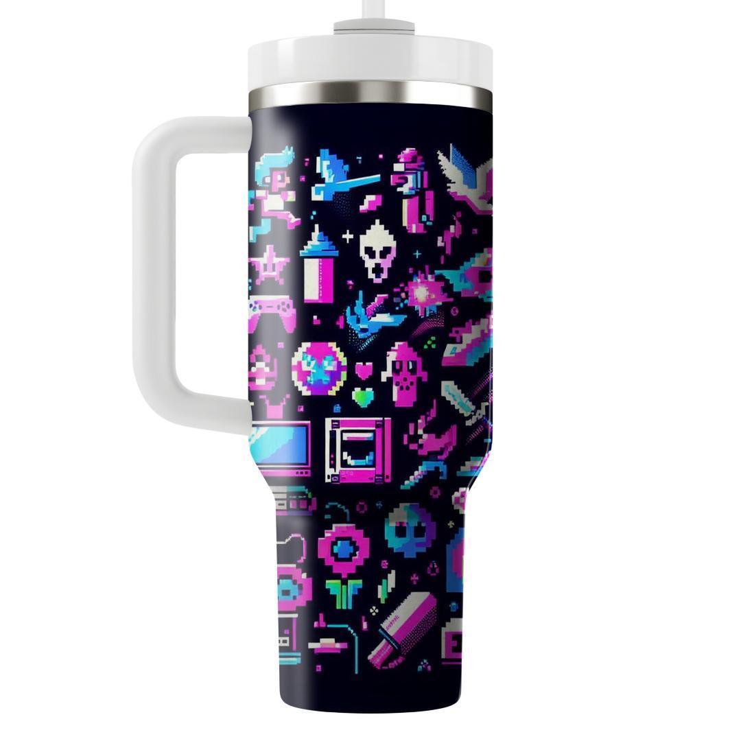 Pixel Perfect Retro  Personalized Tumblers