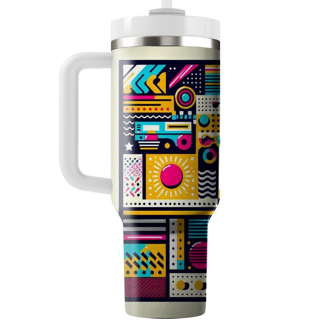 80s Colorful Patchwork  Personalized Tumblers