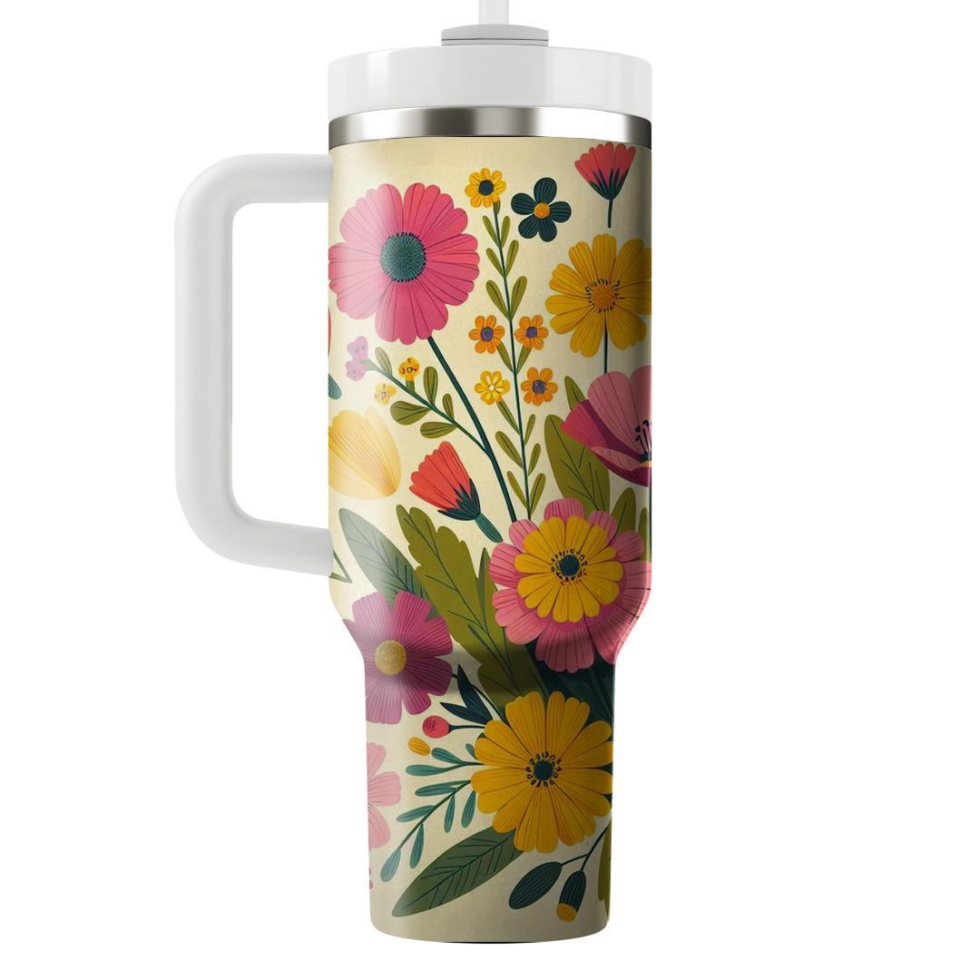 Cheerful Blossom Field  Insulated Tumblers