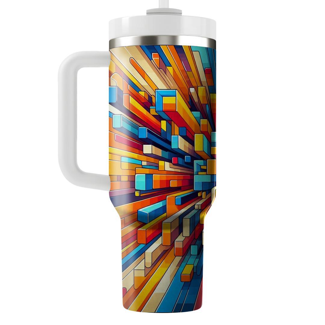 Retro Color Block Burst  Unique Tumblers