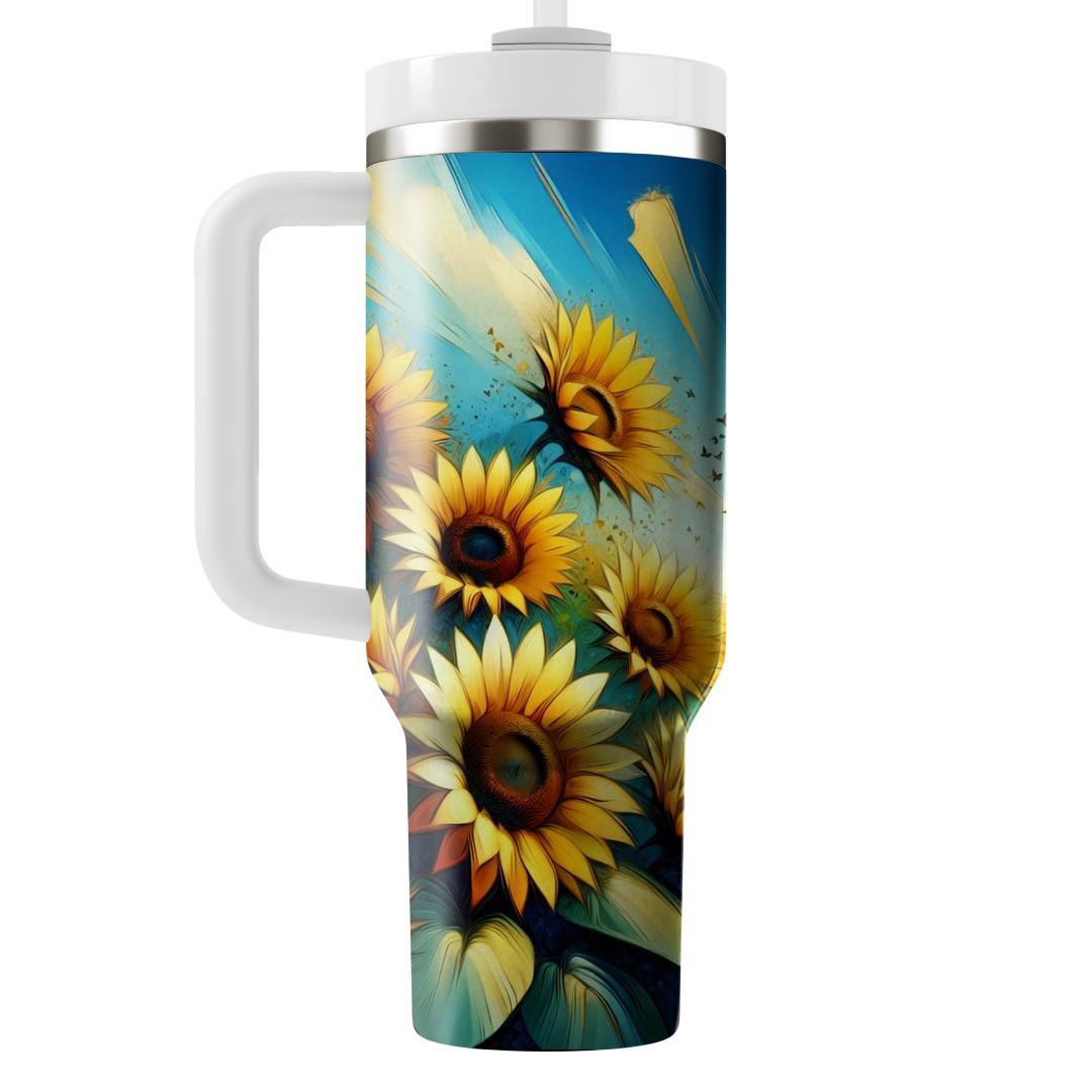 Golden Sunflower Rays  Unique Tumblers