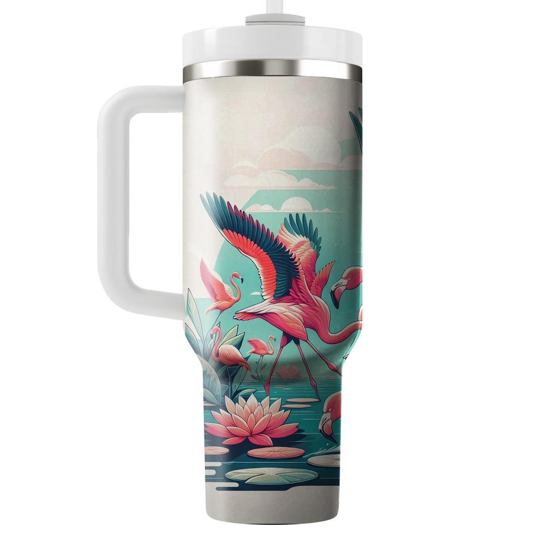Glorious Flamingo Ballet  Travel Tumblers
