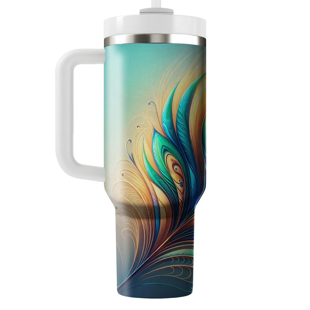 Abstract Peacock Feather  Travel Tumblers