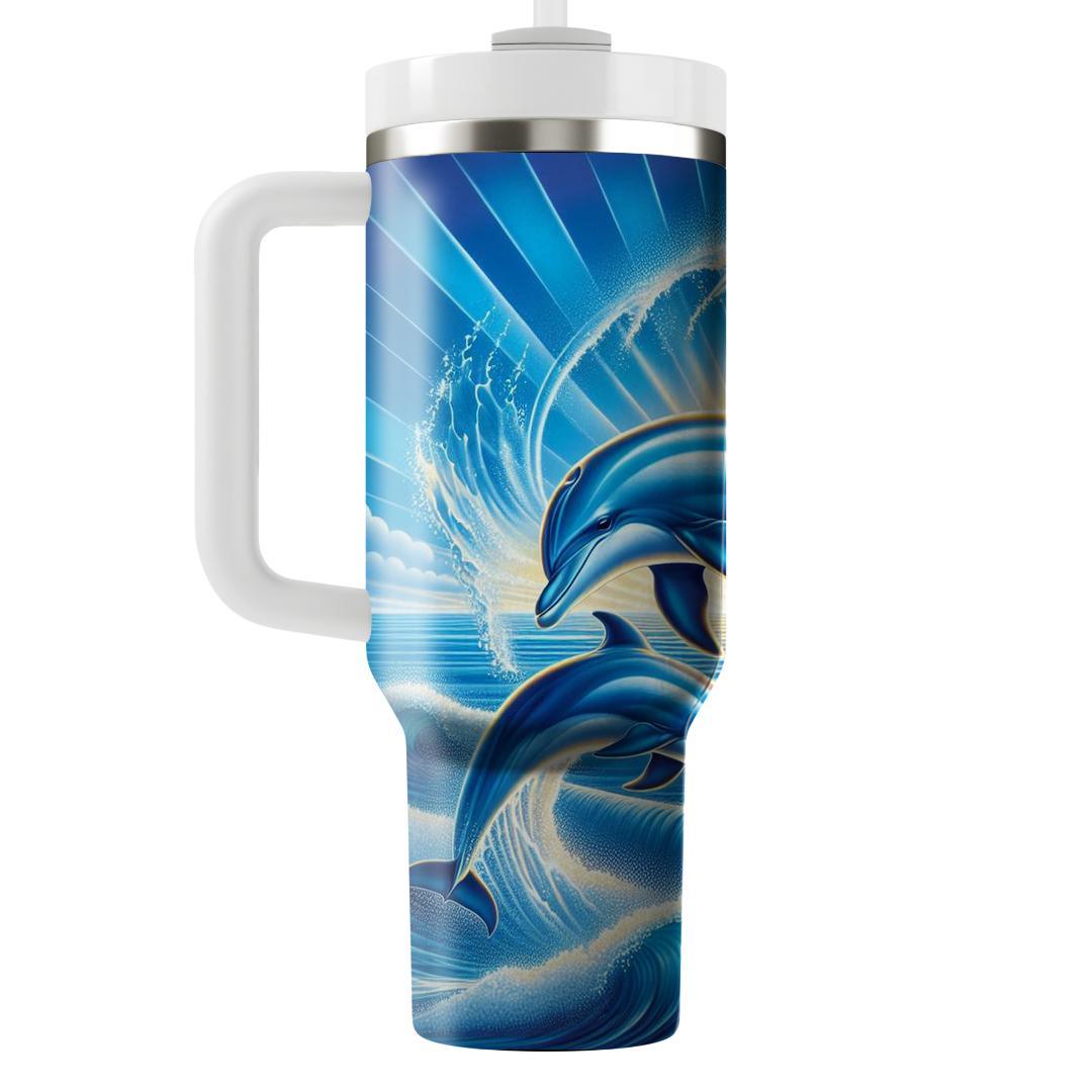 Ocean Wave Dolphin Dance  Travel Tumblers