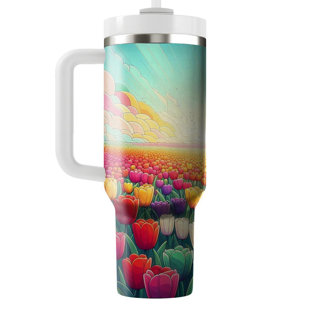 Rainbow Tulips  Tumblers For Gifts