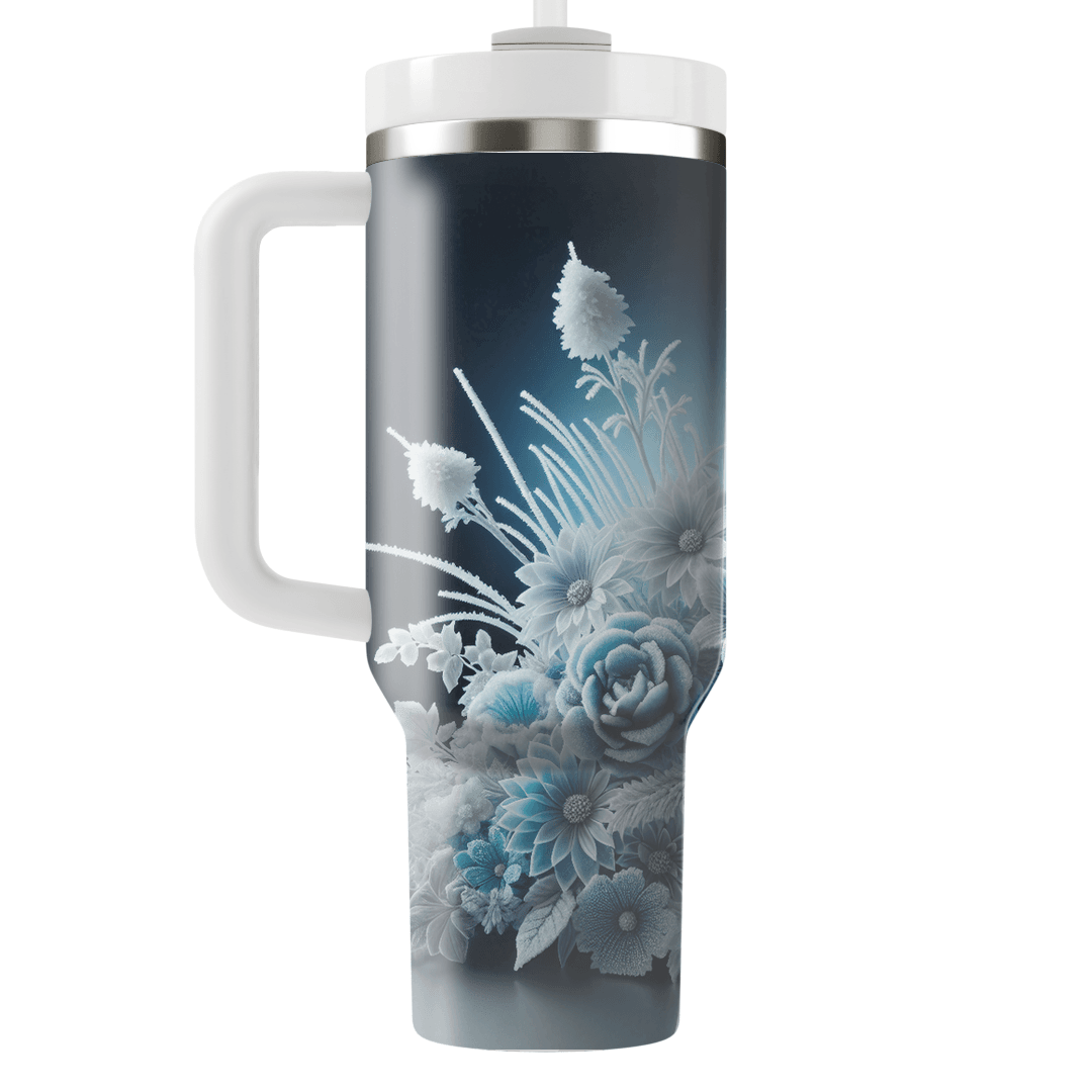 Glistening Ice Flower  Tumblers With Lids