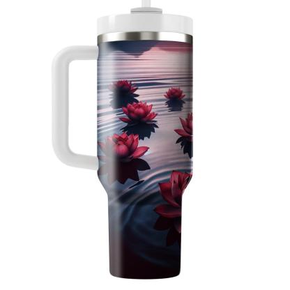 Crimson Lotus Reflection  Tumbler Cups