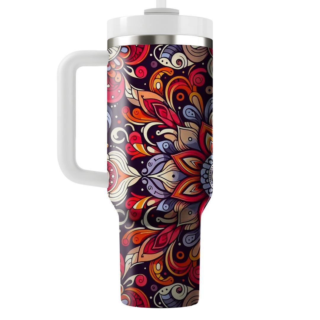 Vibrant Mandala Burst  Travel Tumblers