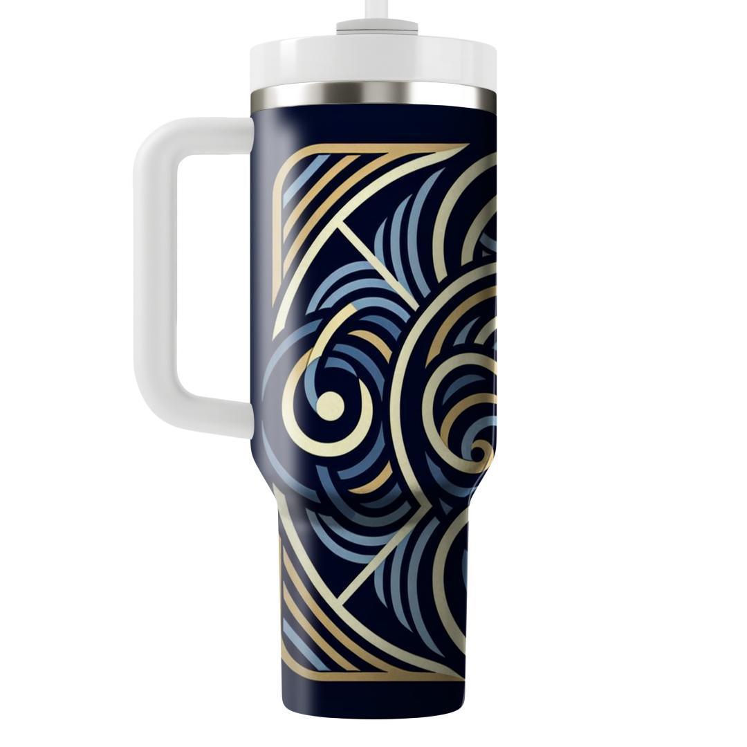Geometric Spiral Wave  Tumblers With Lids