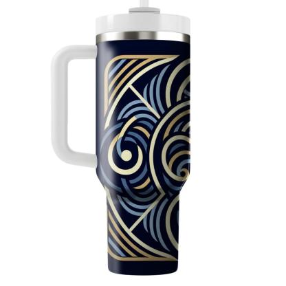 Geometric Spiral Wave  Tumblers With Lids