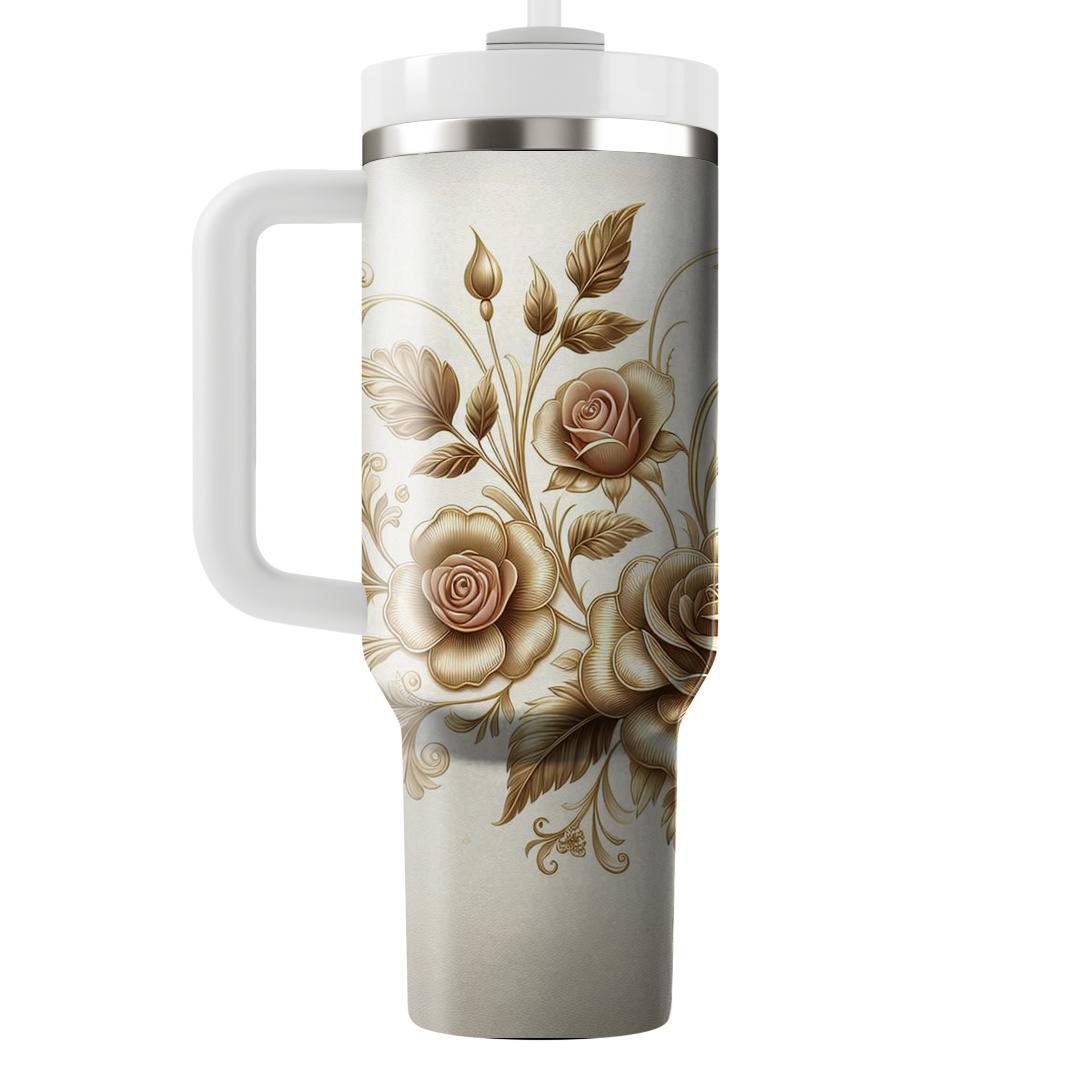 Golden Floral Dreamscape  Unique Tumblers