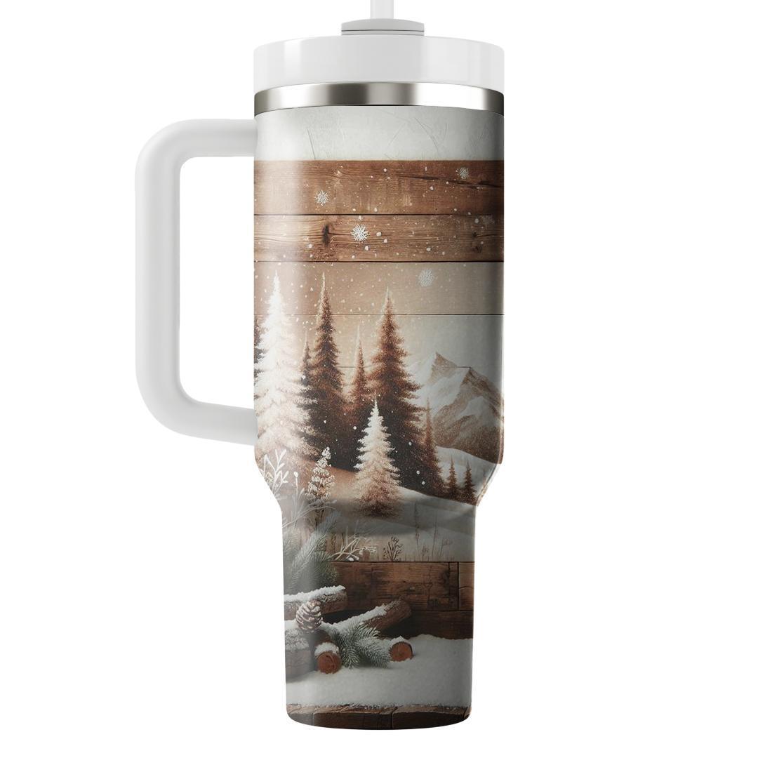 Winter Rustic Lodge  Travel Tumblers