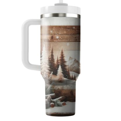 Winter Rustic Lodge  Travel Tumblers