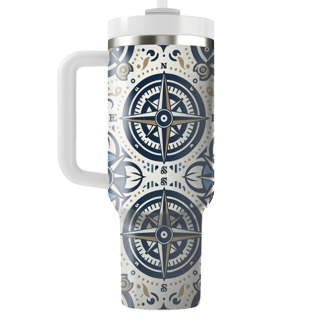 Stylized Nautical Compass Custom Tumblers