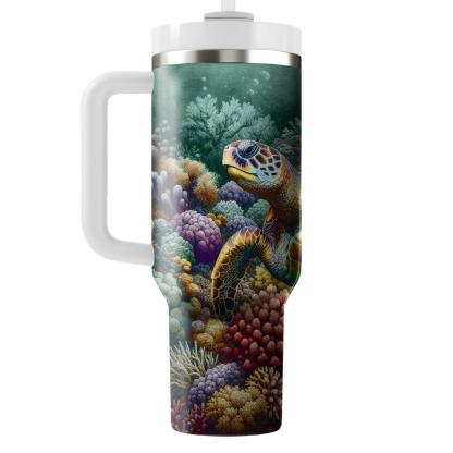 Vivid Sea Turtle Reef  Tumblers With Lids