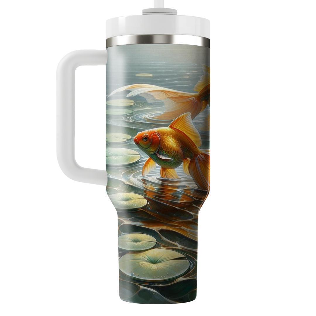 Glimmering Goldfish Pond  Tumblers With Lids