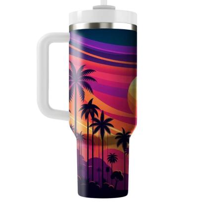 Retro Sunset Tropics  Personalized Tumblers