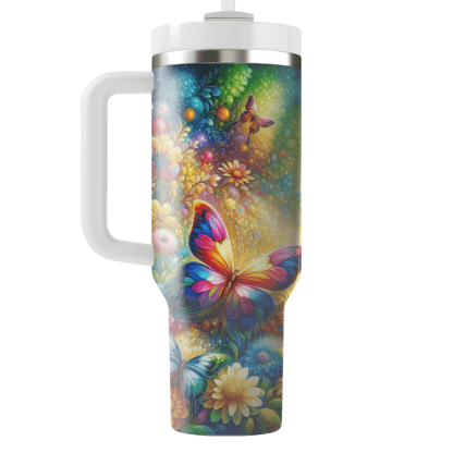 Radiant Butterfly Garden  Tumblers With Lids