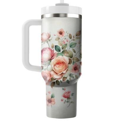 Watercolor Wild Roses  Insulated Tumblers