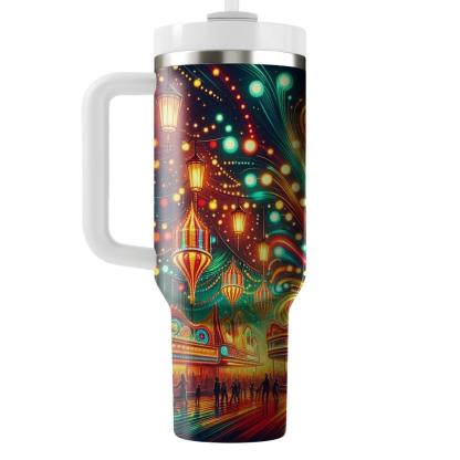 Retro Carnival Lights  Travel Tumblers