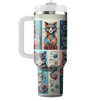 Whimsical Cat Portraits  Travel Tumblers