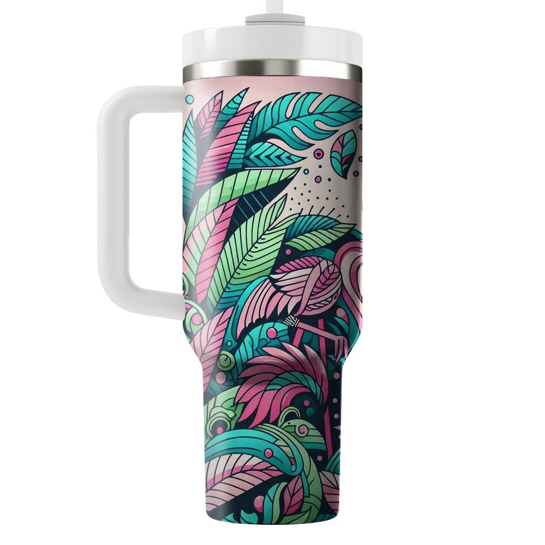 Summer Flamingo Flock  Tumbler Cups