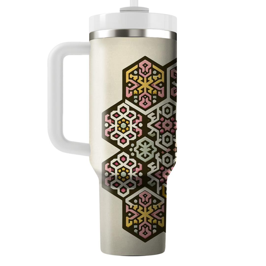 Hexagonal Floral Interlace  Custom Tumblers