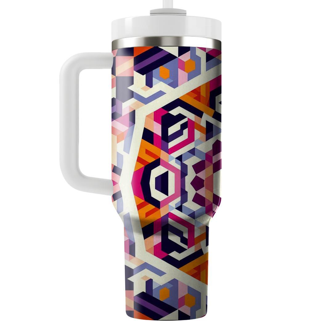 Vivid Kaleidoscope Geometry  Travel Tumblers