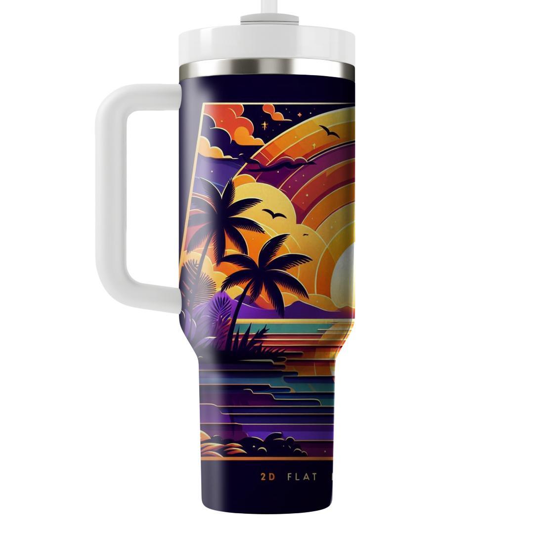 Golden Sunset Oasis  Travel Tumblers