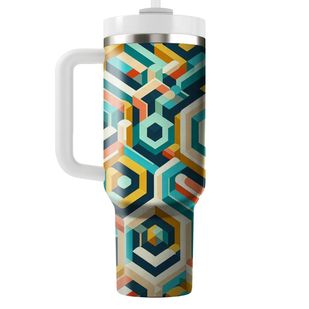 Hexagonal Mosaic Radiance  Tumblers With Lids