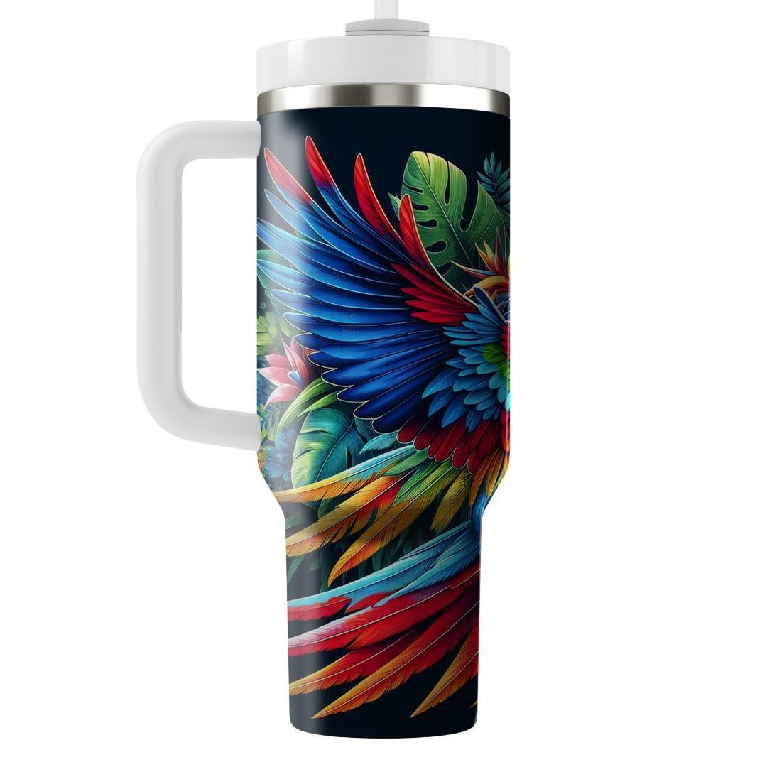 Vibrant Macaw Dance  Travel Tumblers