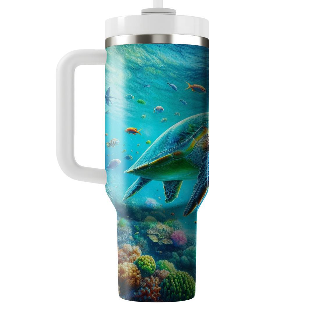 Elegant Sea Turtle Voyage  Travel Tumblers