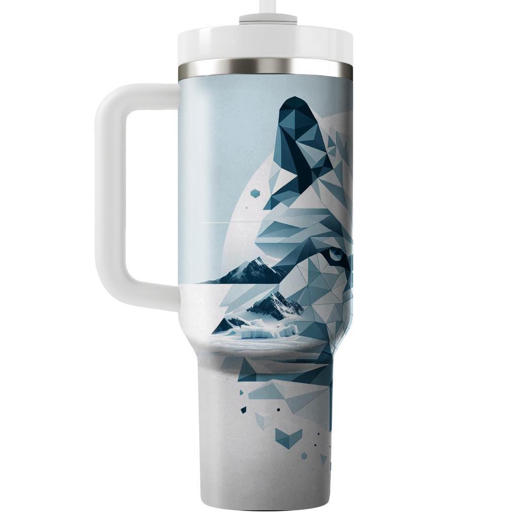 Geometric Arctic Wolf  Travel Tumblers