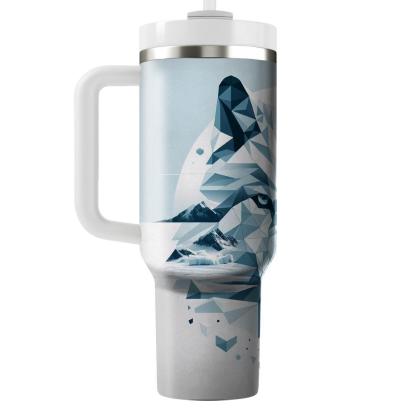 Geometric Arctic Wolf  Travel Tumblers