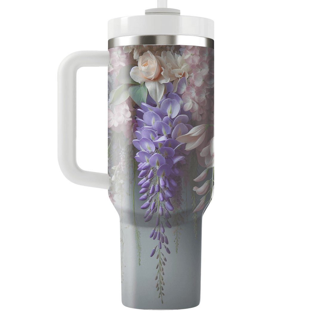 Enchanting Floral Cascade  Tumblers With Lids