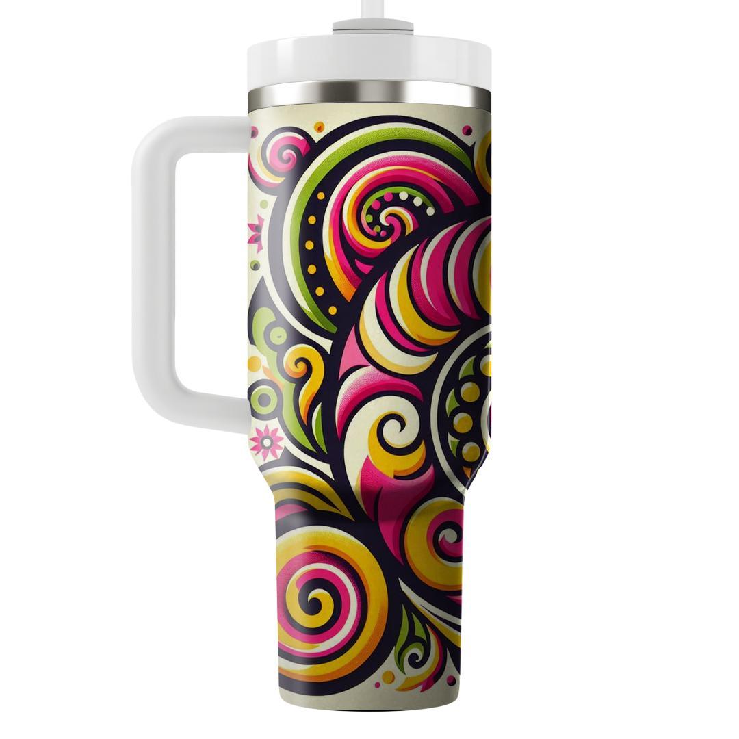 Lively Spiral Floral  Tumblers With Lids