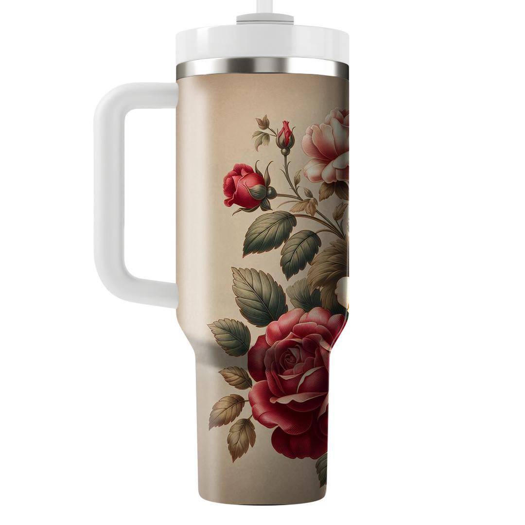 Vintage Rose Floral Charm  Unique Tumblers