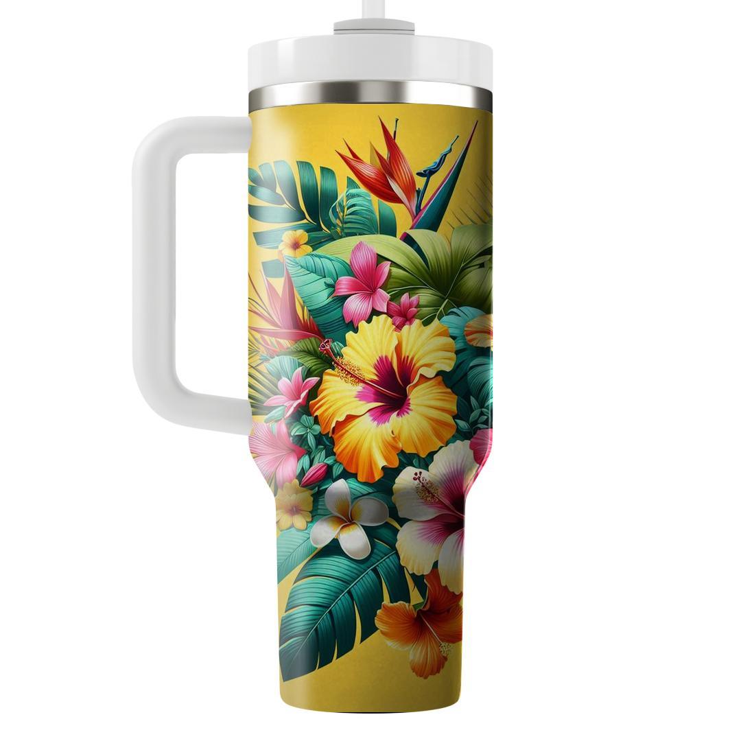 Vivid Tropical Floral Fantasy  Unique Tumblers