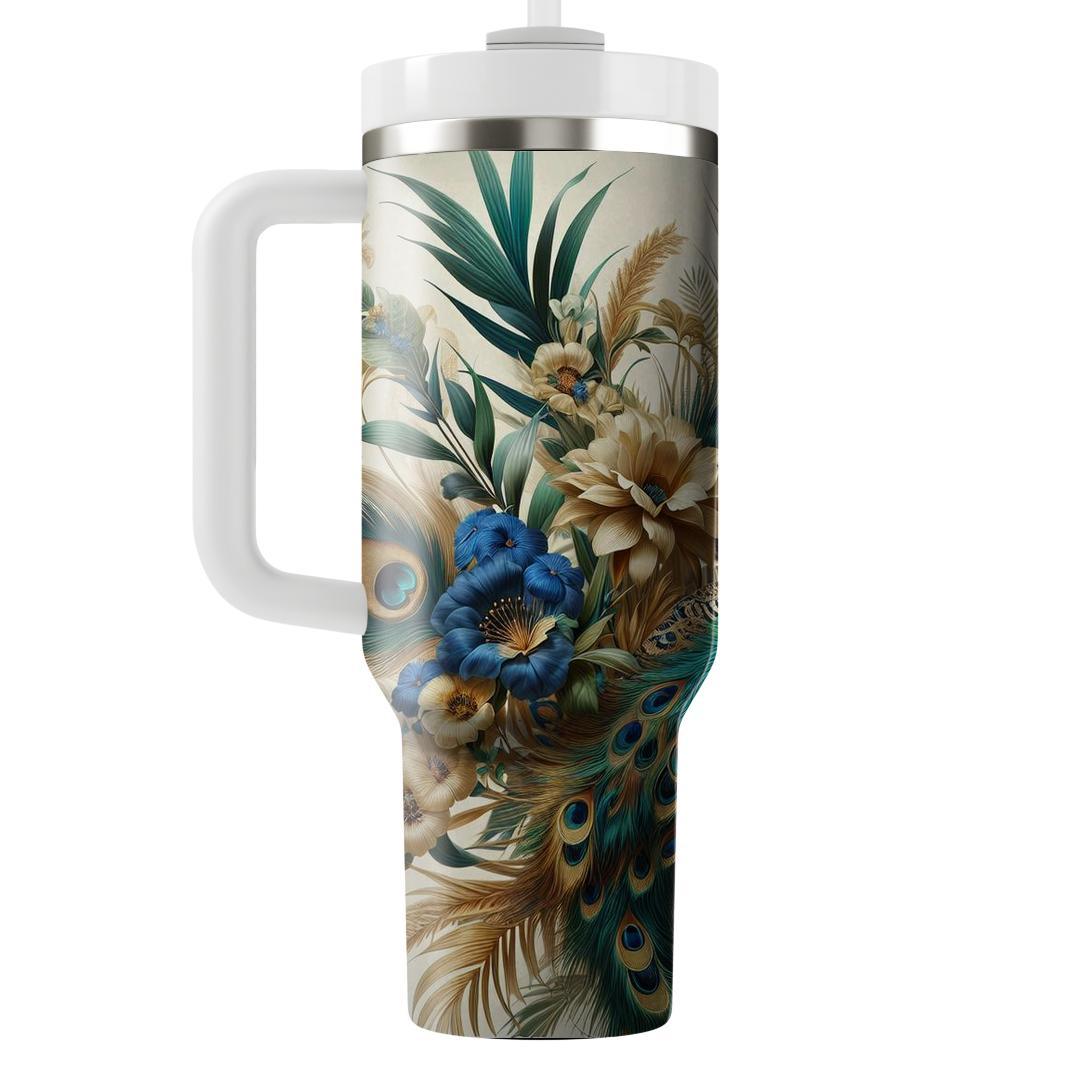 Peacock Feather Floral  Unique Tumblers