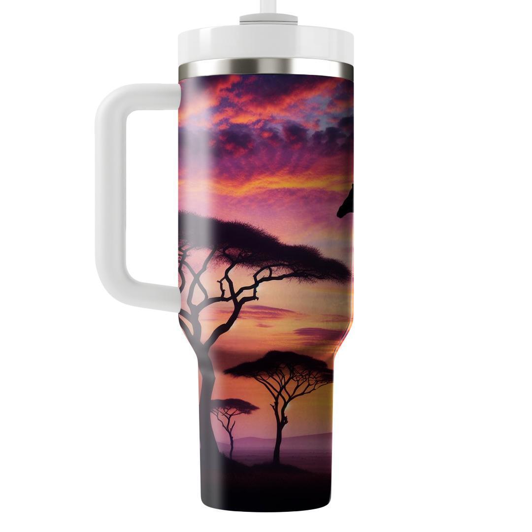 Gentle Giraffe Silhouette  Tumblers With Lids