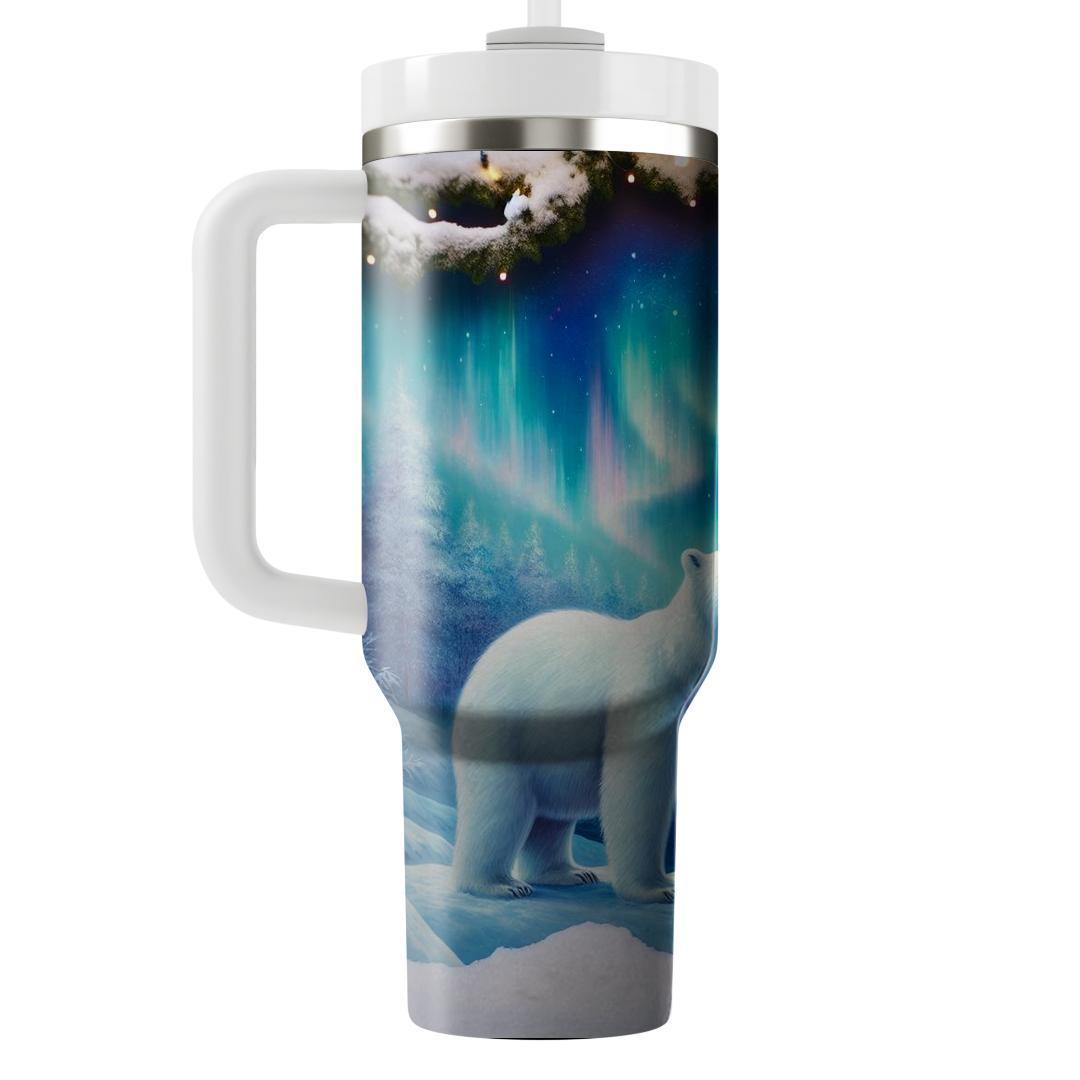 Frosty Polar Bear Glow  Travel Tumblers