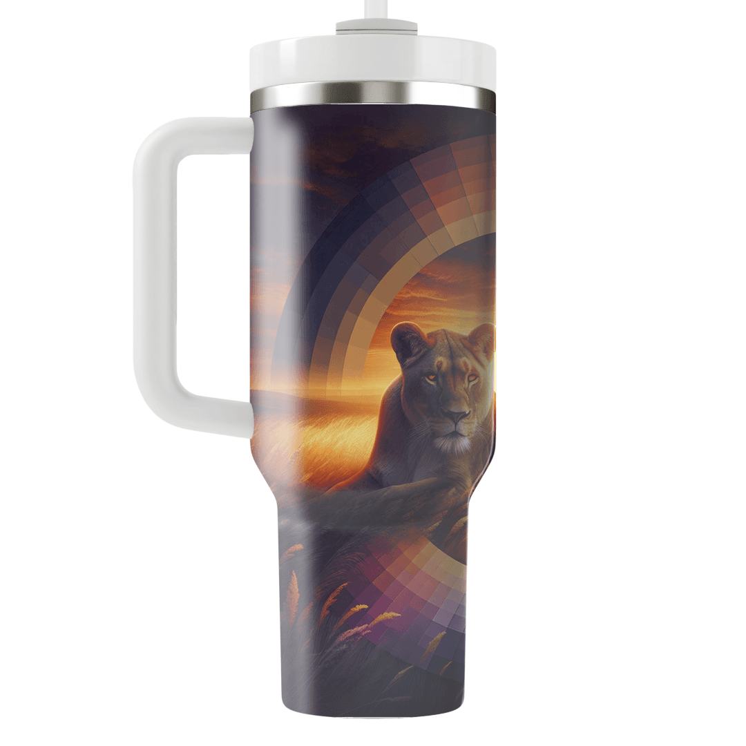 Fierce Lioness Sunset  Personalized Tumblers