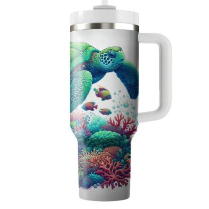 Underwater Fantasy Turtle  Tumblers With Lids