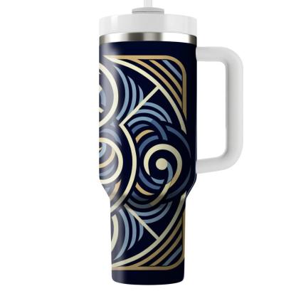 Geometric Spiral Wave  Tumblers With Lids