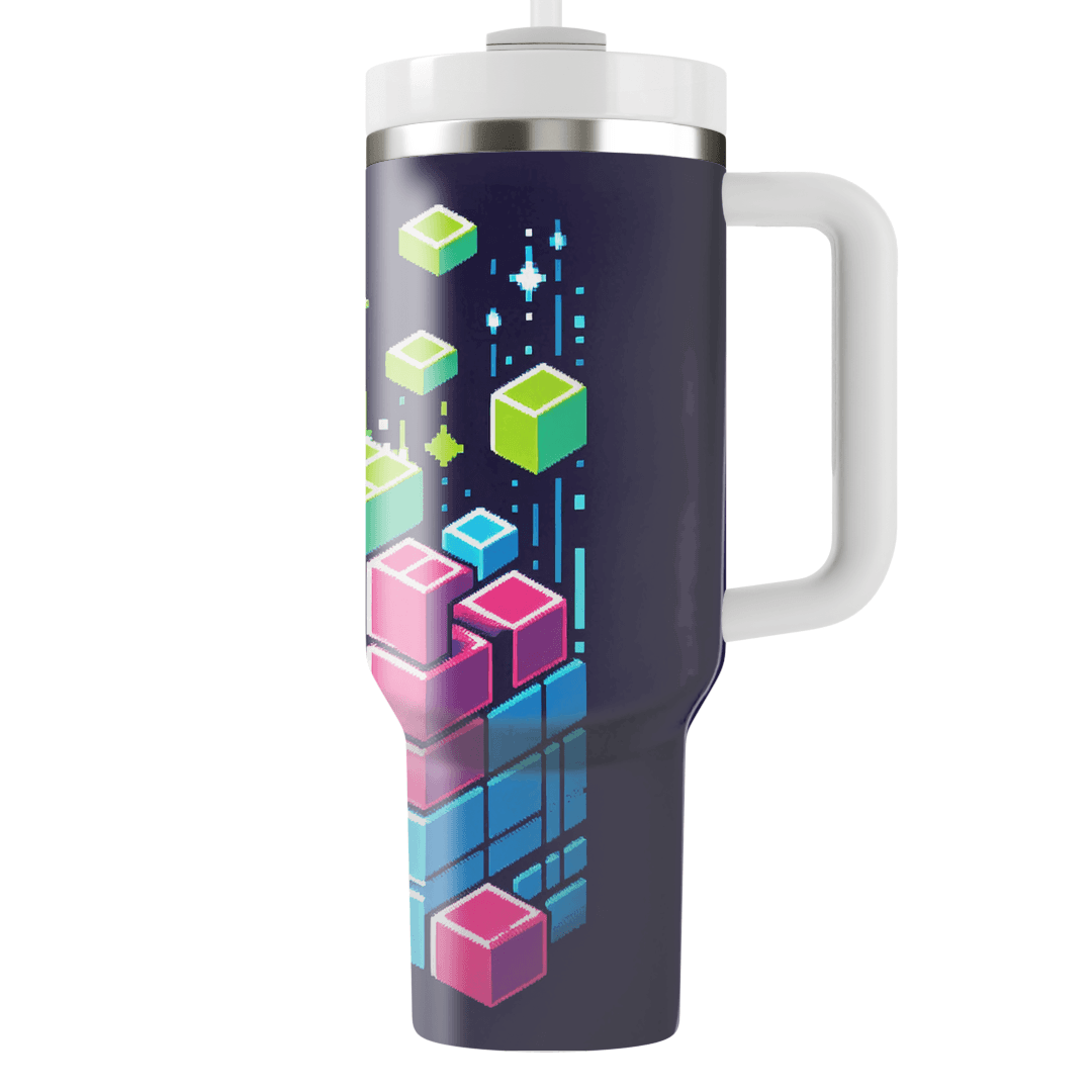 Retro Neon Tetris Personalized Tumblers