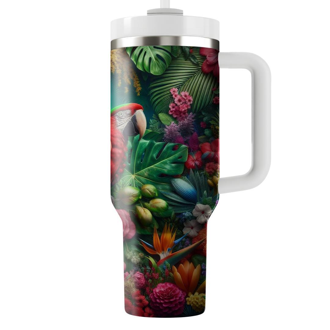 Vibrant Parrot Dance  Travel Tumblers